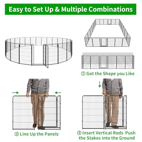 Dog Playpen Outdoor Extra Wide 12 Panels Heavy Duty Anti-Rust Coating-Strengthened Dog Fence 40" Height with Doors Portable for RV Camping Yard