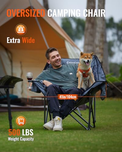 KingCamp Oversized XL Camping Chair, Heavy Duty 500lbs Folding Couch for Adults