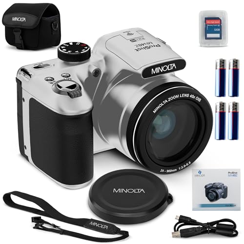 Minolta MN40Z 20MP Digital Camera – 40x Optical Zoom, 1080p FHD Video, 3.0" LCD, Wi-Fi, Face/Smile/Blink Detection – Silver