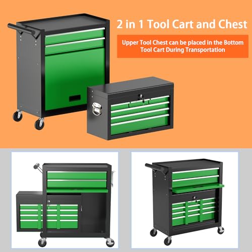 8-Drawer High Capacity Rolling Tool Chest, Removable Cabinet Storage Tool Box with Wheels and Drawers