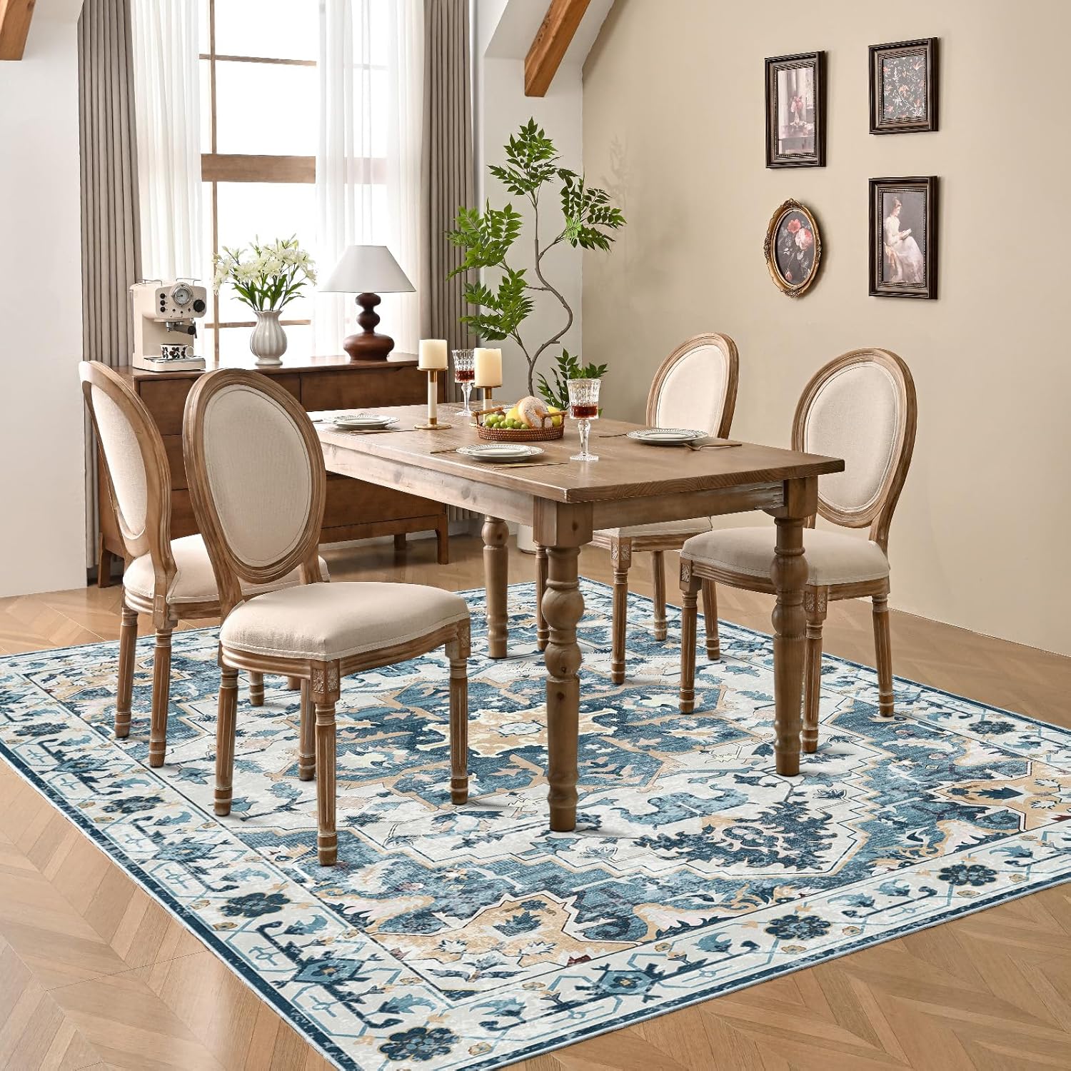 8x10 Large Area Rugs for Living Room,Non Slip Vintage Boho Rug,Machine Washable Mat,Low Pile Rug
