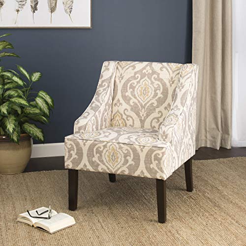 HomePop Velvet Swoop Arm Accent Chair, Suri Blue
