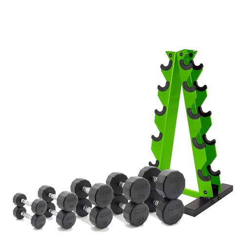 CAP Barbell 150 LB Coated Hex Dumbbell Weight Set with Vertical Rack | Multiple Options
