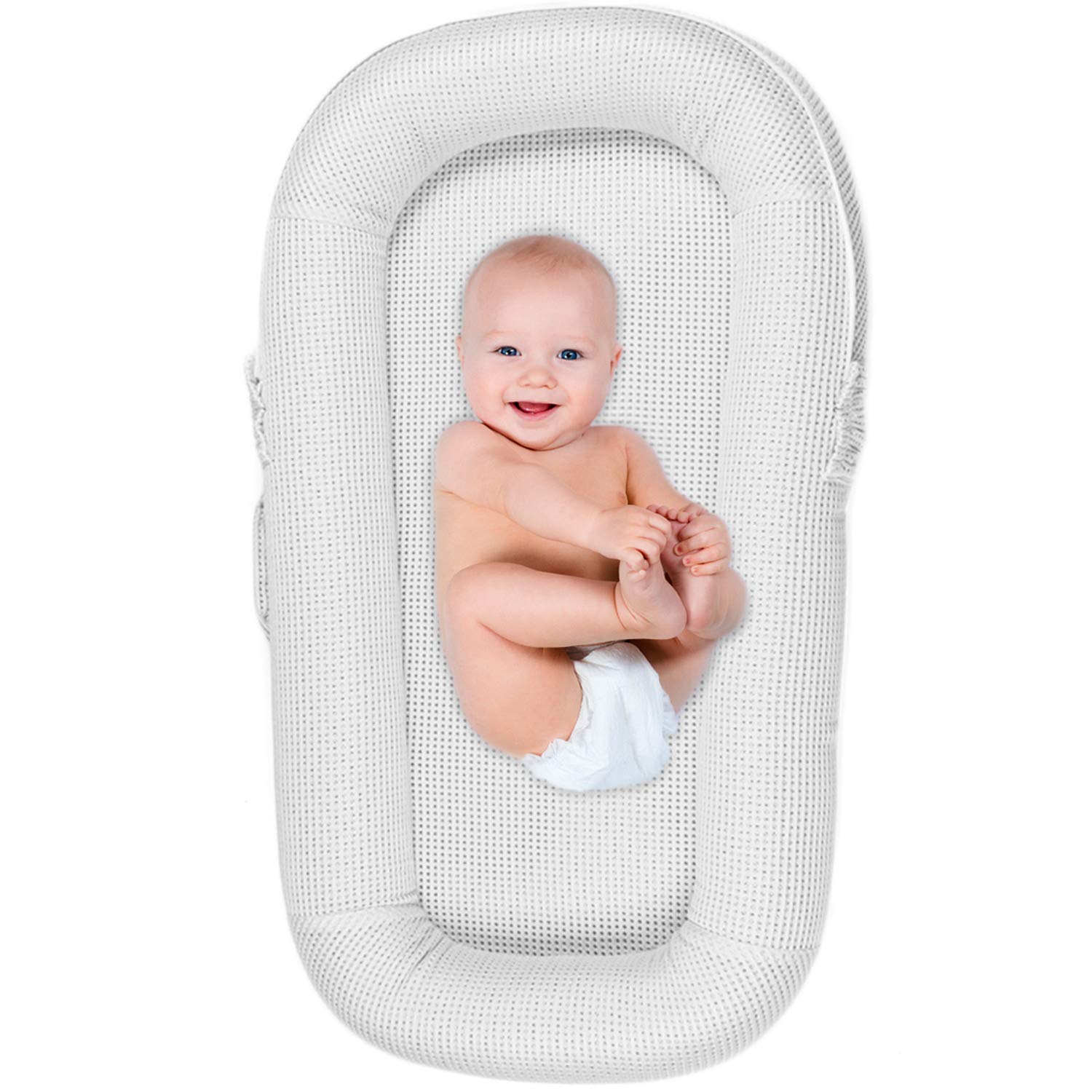 CubbyCove Classic – The Truly Breathable Baby Lounger | Portable Nest w/Canopy | Super Soft for Newborn Resting & Playing | Baby Shower Gift