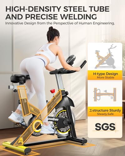 pooboo Exercise Bike, Adjustable Magnetic/Brake Pad Resistance Silent Belt Drive, Indoor Cycling Bike for Home Cardio