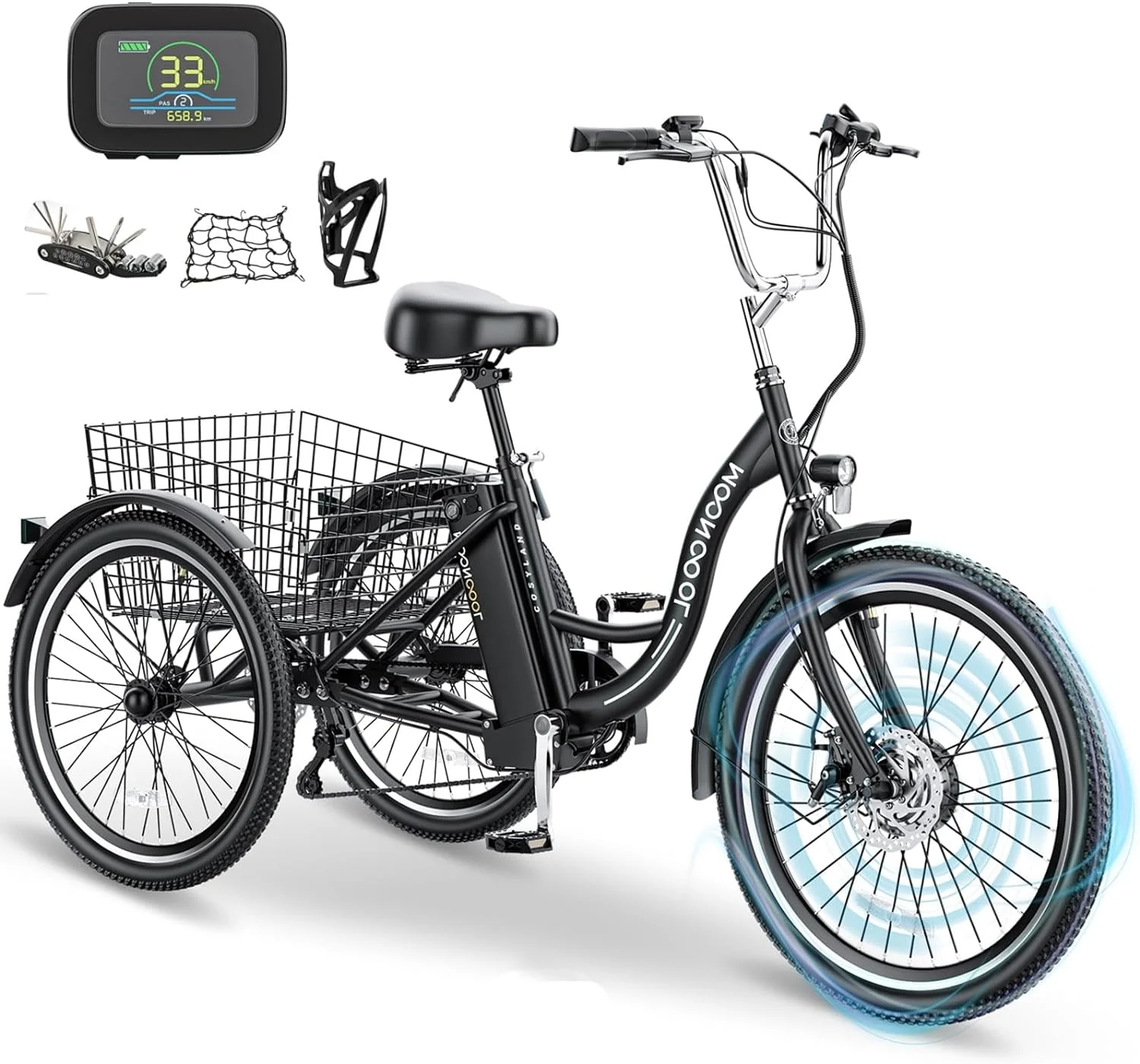 Mooncool 24 26 3 Wheel Electric Tricycle for Adults