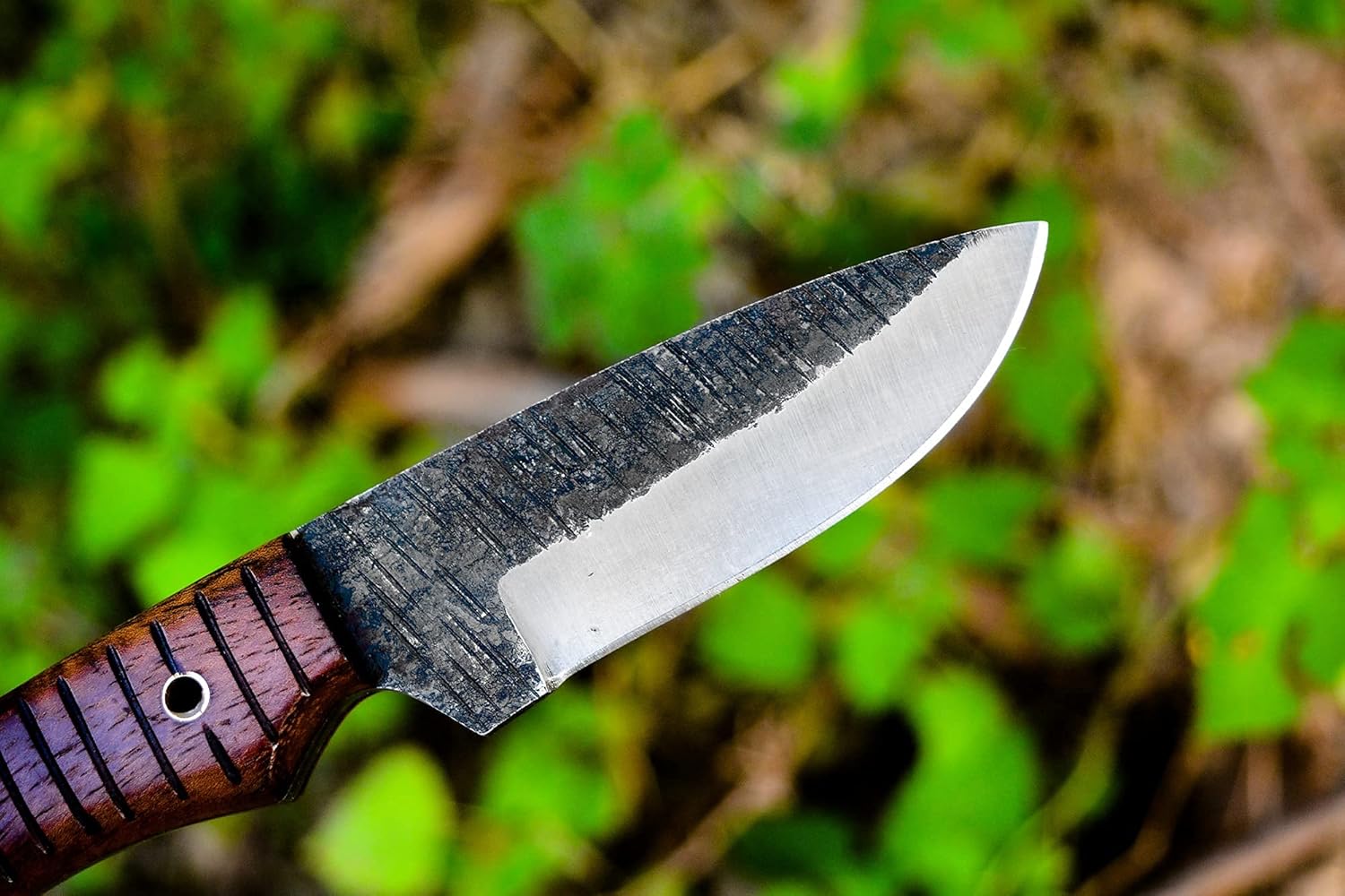 BC-1101 Custom Handmade Hi Carbon Steel Skinner Knife - Beautiful Rose Wood Handle