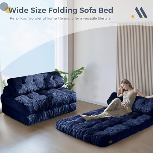 MAXYOYO Folding Sofa Bed, Convertible Sleeper Chair with Pillow Foldable Mattress with Back Support