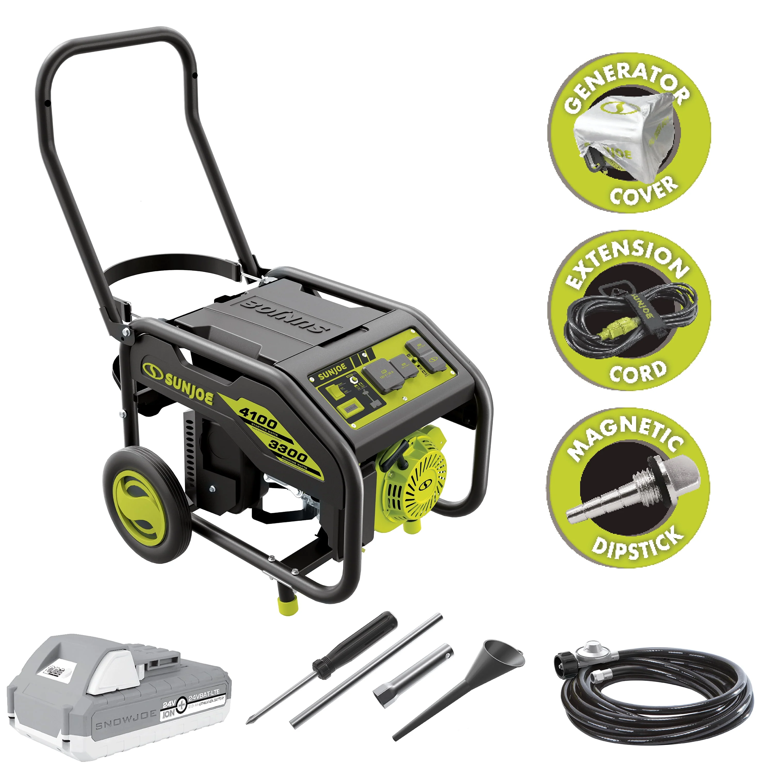 Power Joe 4100-Watt/3300-Watt Portable Propane Generator W/ Cover, 2.0-Ah Battery & Charger