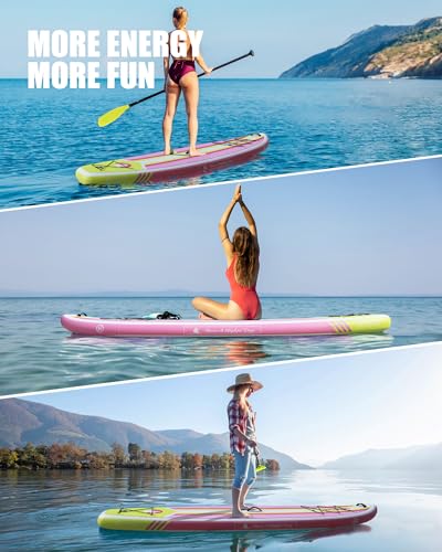 Highpi Inflatable Stand Up Paddle Board Premium SUP Accessories, Backpack, Wide Stance, Surf Control, Non-Slip Deck, Leash, Paddle and Pump