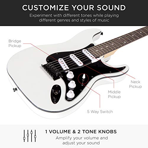 Best Choice Products 39in Full Size Beginner Electric Guitar Starter Kit w/Case, Strap, 10W Amp, Strings, Pick, Tremolo Bar - Sunburst