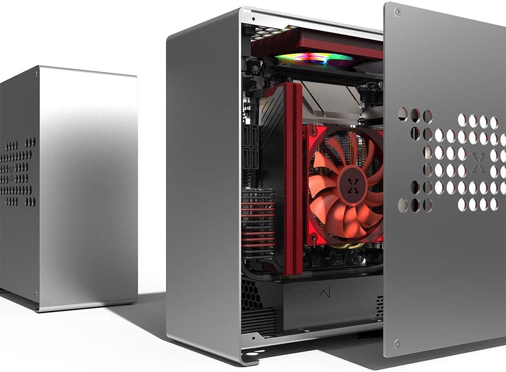 Mini-ITX Case Micro PC Case - Aluminum Portable Computer Case - Small Backpack PC Case for Gaming with PCI-E Riser Cable…