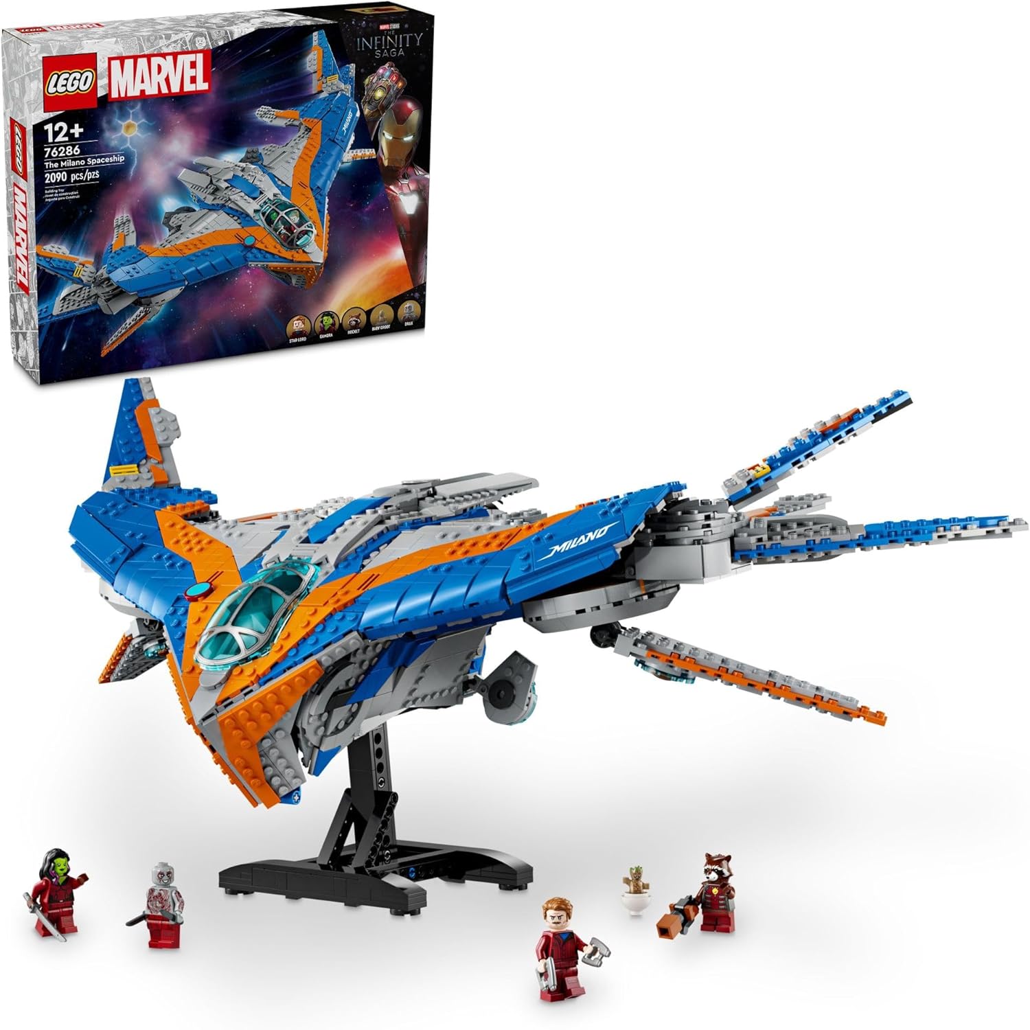 LEGO Marvel Guardians of The Galaxy: The Milano Buildable Starship Toy, Marvel Gift for Kids with 4 Super Hero Minifigures