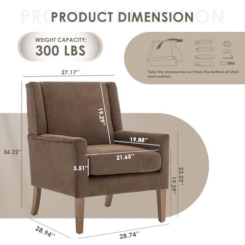 COLAMY Modern Wingback Living Room Chair, Upholstered Fabric Accent Armchair