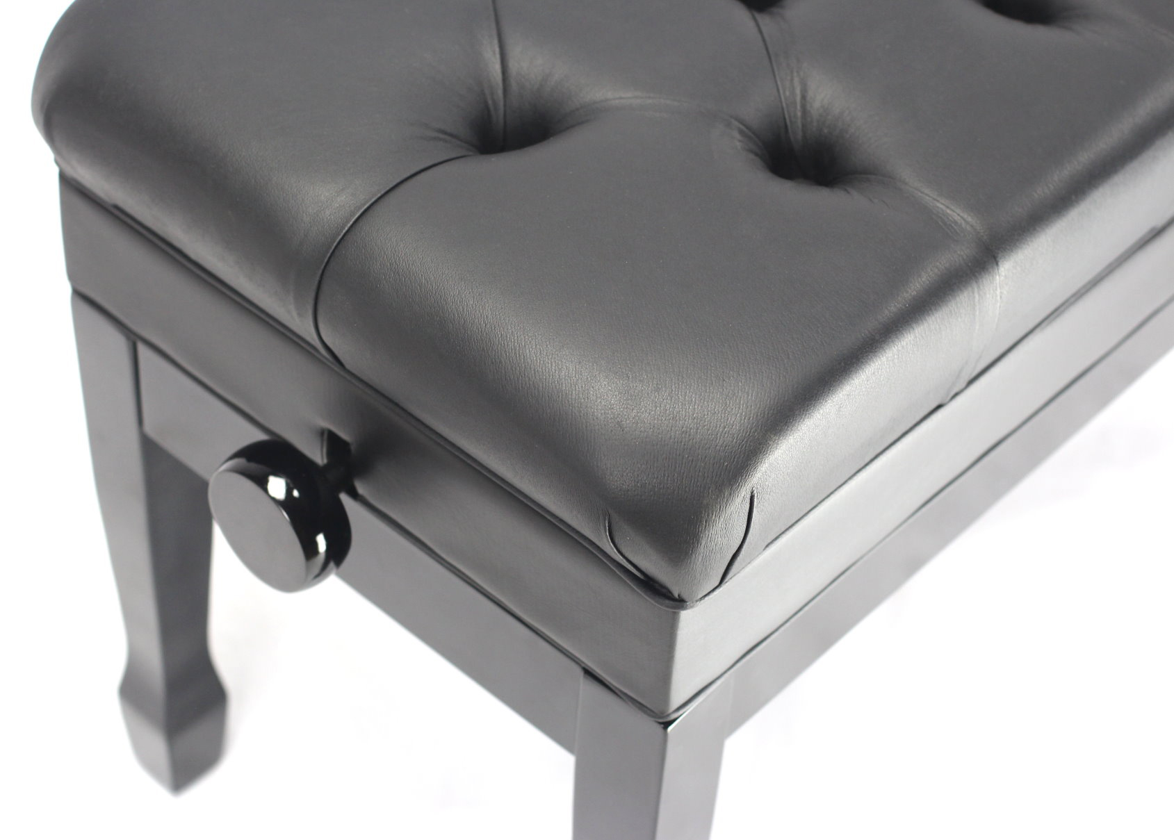 Griffin Genuine Leather Piano Bench Oversize Duet Vintage Black Solid Wood & Ergonomic Keyboard Stool 2 Person Cushion Seat & Sheet Music Book