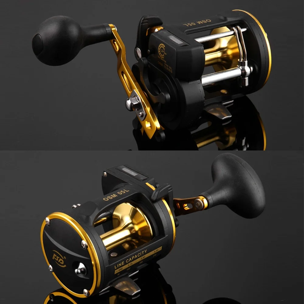 Walmeck Full Metal Trolling Fishing Reels Right Hand Drum Wheel Boat Sea Fishing Reel