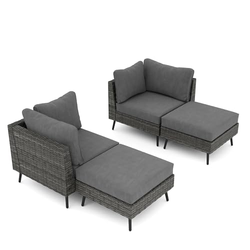 LAUSAINT HOME Outdoor Patio Furniture, 8 Piece Outdoor Sectional Sofa PE Rattan Wicker Patio Conversation Sets