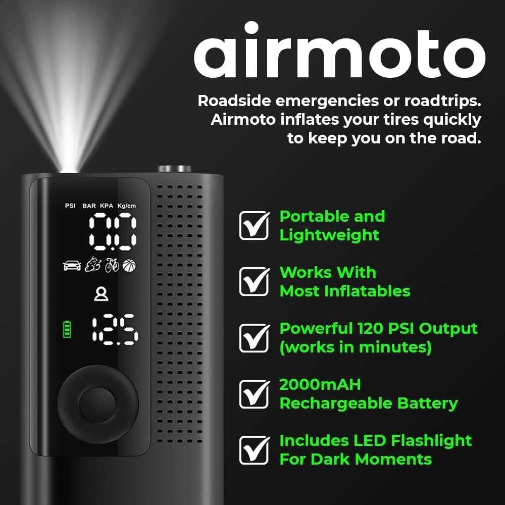 Airmoto Tire Inflator Portable Air Compressor Air Pump for Car Tires with Tire Pressure Gauge - Sports Supplies Online Store