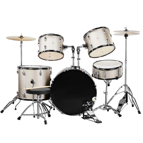 Ktaxon 22 Inch Adult Drum Set, 5-Piece Full-Size Drums Kit with Cymbal Stands, Hi-hat Stand, Sticks, Drum Pedal