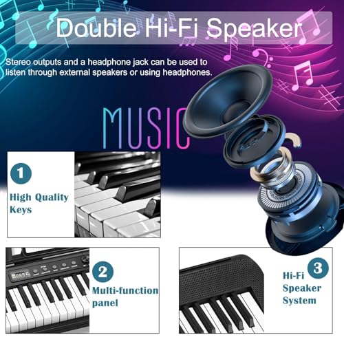 88 Key Digital Piano, Semi Weighted Electronic Keyboard Piano with Music Stand, Power Supply, Sustain Pedal, Stand, Bluetooth, MIDI