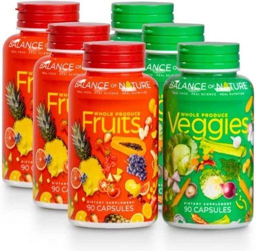 Balance Of Nature Fruit and Vegetable Supplements – 90 Fruits and 90 Veggies Capsules (3-Sets) – Green and Red Superfood, Better Than Multivitamins