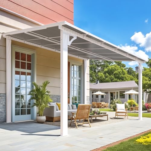 AECOJOY 10&rsquo; x 10&rsquo; Gazebo, Wall Mounted Gazebos Pergola on Clearance, Outdoor Patio Lean to Gazebo Awnings for Deck, Porch