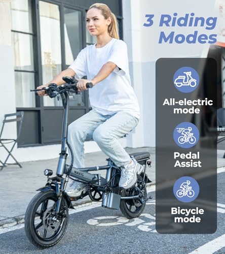 NAVIC Electric Bike for Adults, 14'' Adults Electric Bicycles, Peak 750W Folding Ebike with 499.2/749Wh Removable Battery, Max Speed 22mph