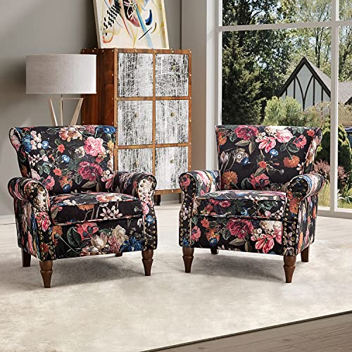 HULALA HOME Modern Wingback Accent Chair with Wood Legs & Removable Cushion, Comfy Upholstered Armchair with Nailhead Trim