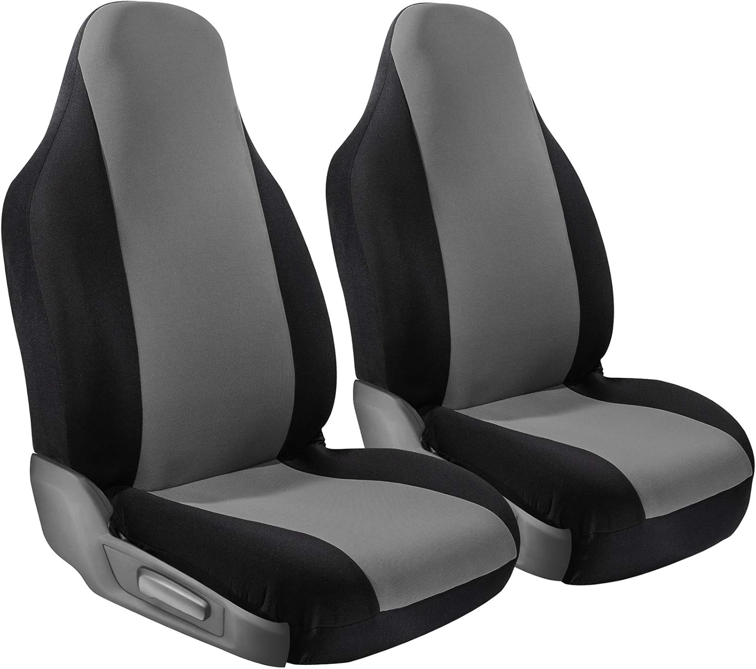 OxGord Car Seat Cover - Poly Cloth Black, Red and Gray with Front Low Bucket Seat - Universal Fit for Cars, Trucks, SUVs, Vans - 2 pc Set