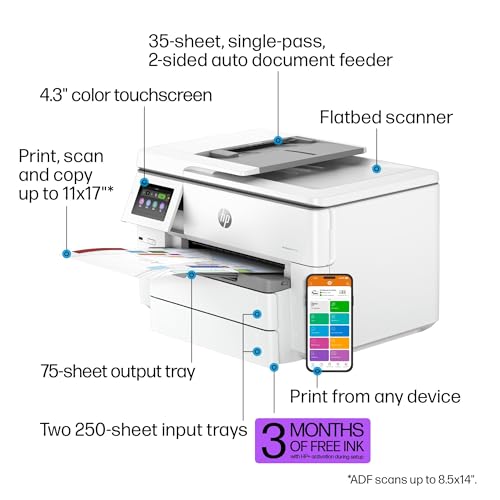 HP OfficeJet Pro 9730e Wide-Format Wireless All-in-One Color Inkjet Printer, Print, scan, Copy up to 11x17', ADF, Duplex Printing Best-for-Office