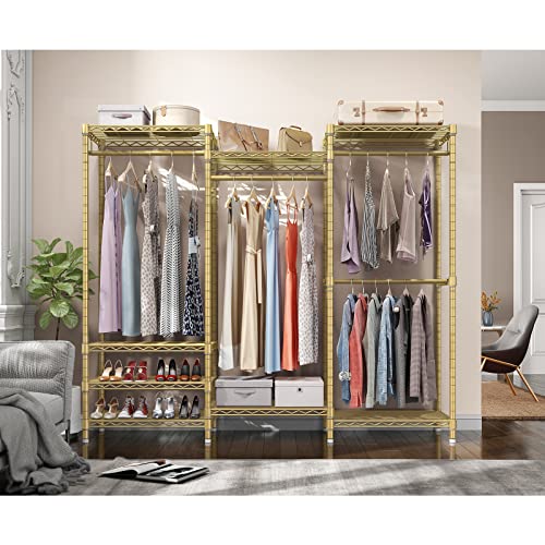 VIPEK V5 Portable Closet Wardrobe Heavy Duty Clothes Rack, Freestanding Clothing Rack with 4 Hang Rods & 8 Shelves, Adjustable Closet Racks