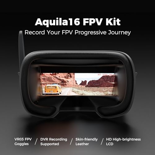 BETAFPV Aquila16 FPV Kit with LiteRadio 2 SE Transmitter for Simulator, VR03 Goggles with DVR Recording Function, 3 Flight Modes