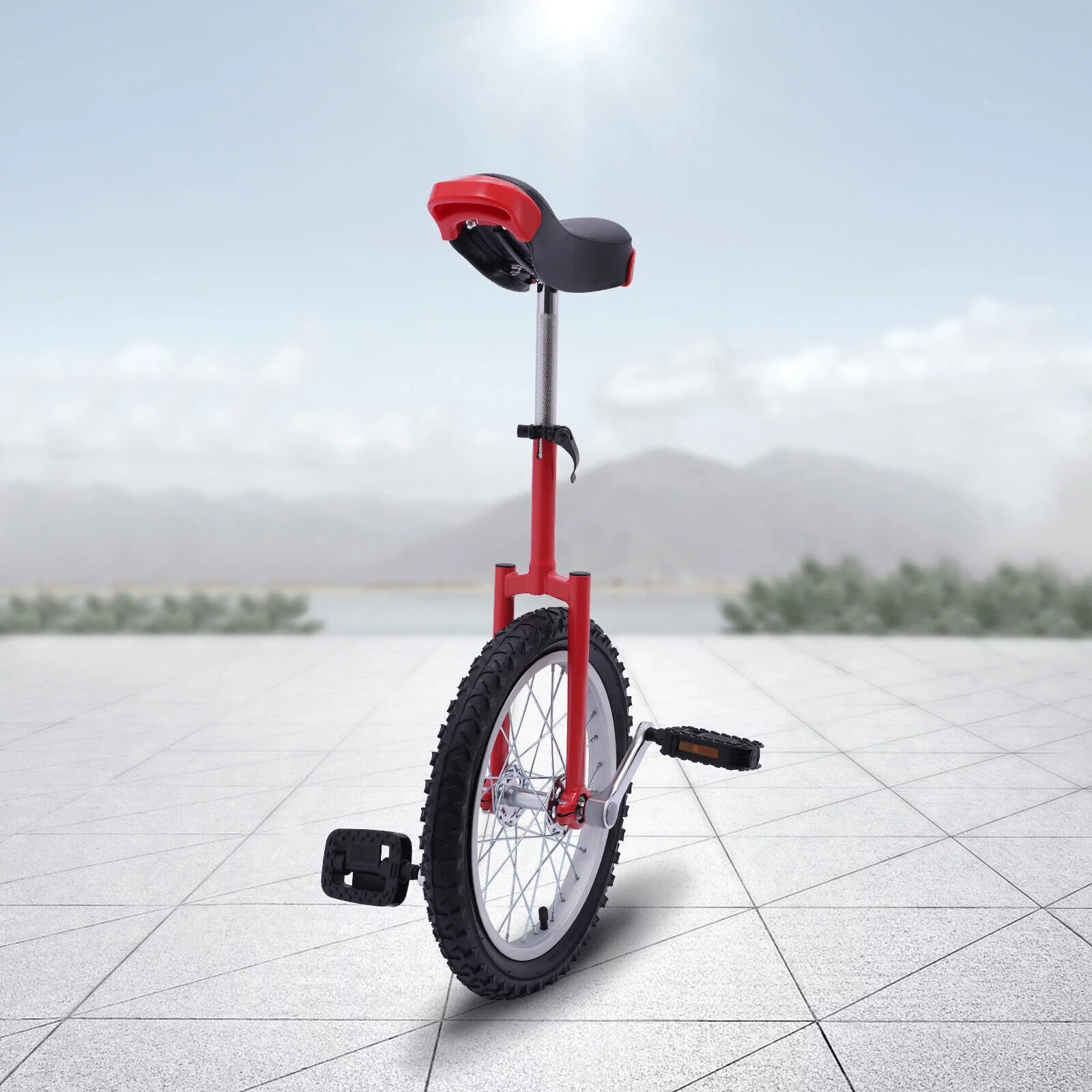 16 Wheel Unicycle with Steel Rim Unicycle One Wheel Bike with Adjustable Height for Adults Kids Beginner Fitness Exercise Balance Training, Skid-proof