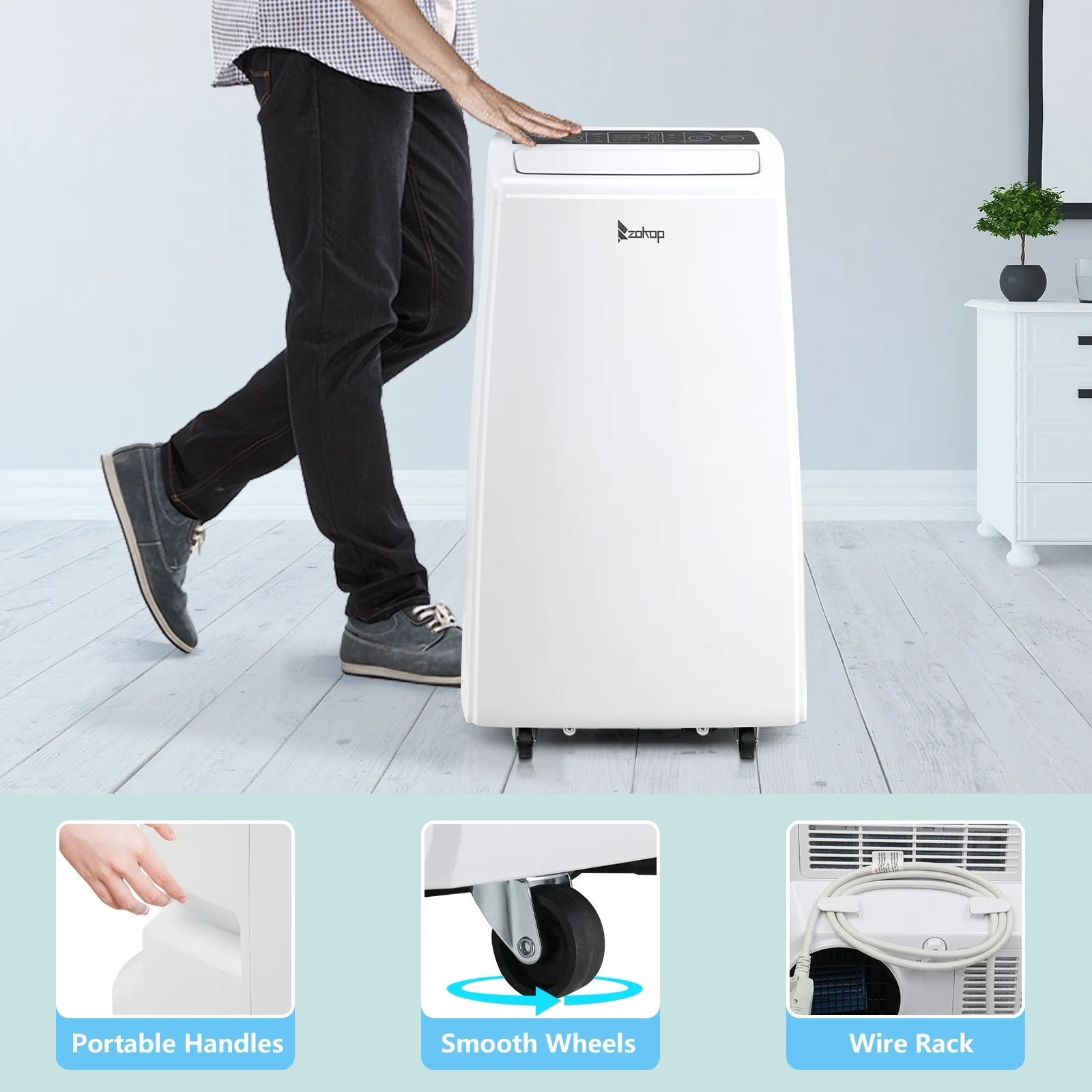 GoDecor Portable Air Conditioner 12000 BTU Power Plug in AC Cold Indoor Room Conditioning System with Cooler, Dehumidifier, Fan, Exhaust Hose