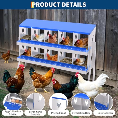 Garvee Chicken Nesting Box with Removable Tray, 8 Compartment Nesting Boxes for Chickens, Easy to Clean and Install