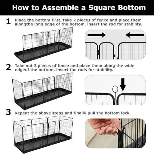 PJYuCien Dog Playpen Plus Storage Bag, 32" H 8 Panels Puppy Pen with Square Bottom, Heavy Duty Dog Fence for Puppies/Small Dogs