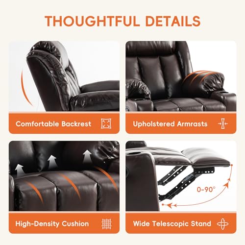 Rocker Swivel Recliner Chair for Adults, Overstuffed Large Manual Recliner Glider with Massage and Heat