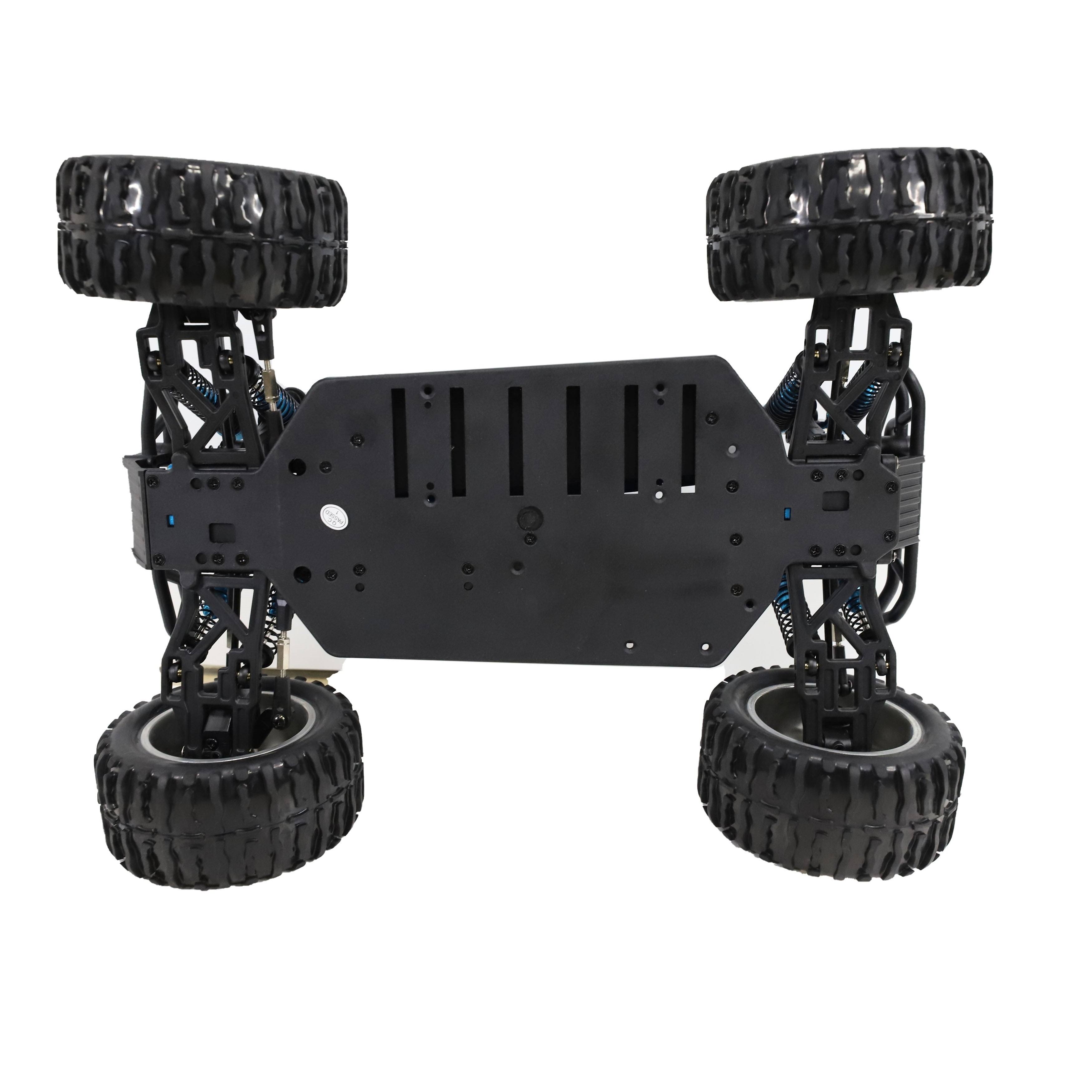 Aleko Rccar05 Brushless Pro Off-Road 4WD Electric Powered RC Truck - 1:10 Scale - Light Blue and Yellow Flame Design