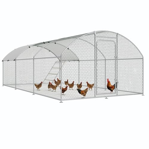 Chicken Coop Poultry Cage Large Metal Hen Run with Water-Resident Cover for Rabbit Duck House Outdoor Walk-in Chicken Pen for Yard