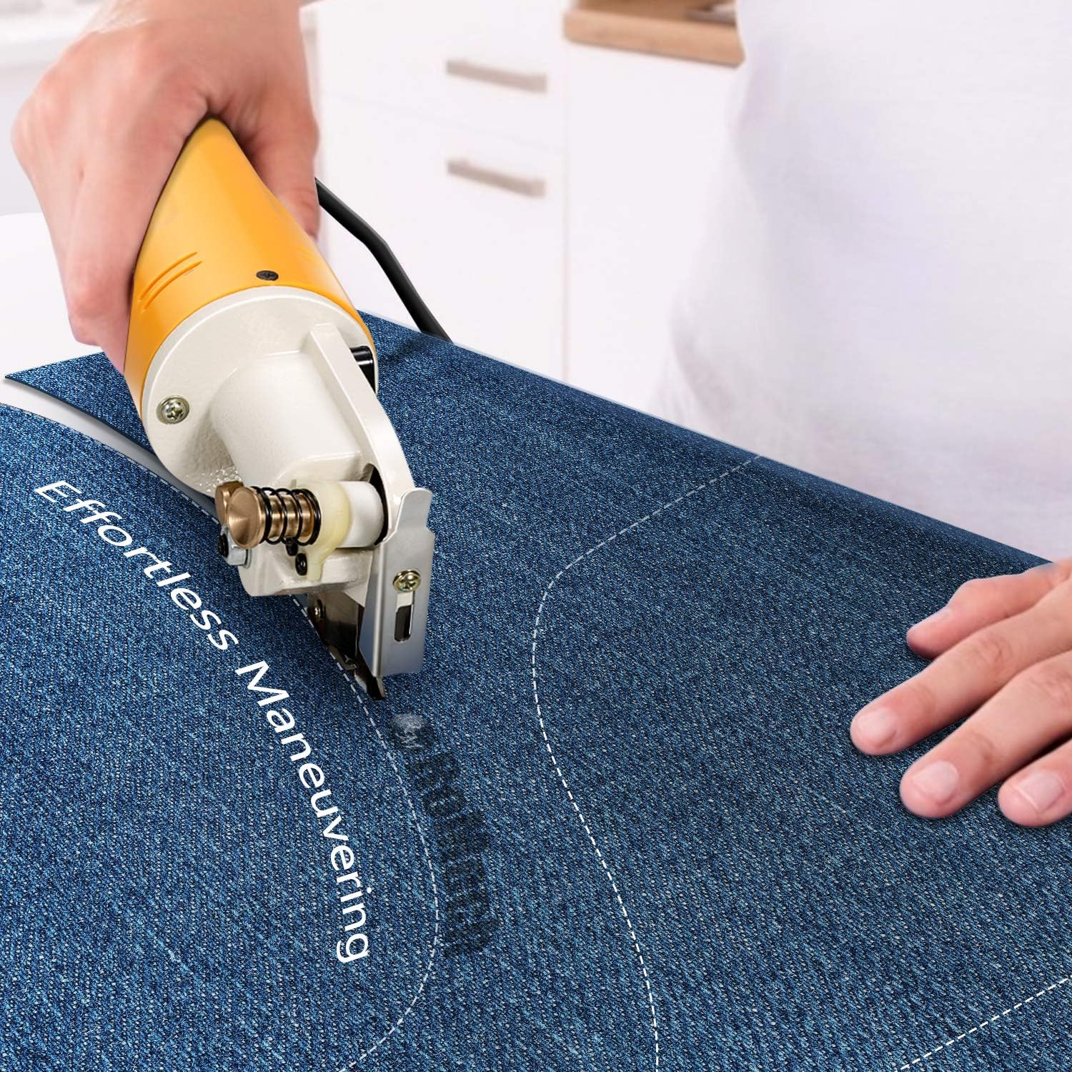 RoMech Mini Electric Cloth Cutter, Rotary Blade Fabric Cutting Machine, Octagonal Knife