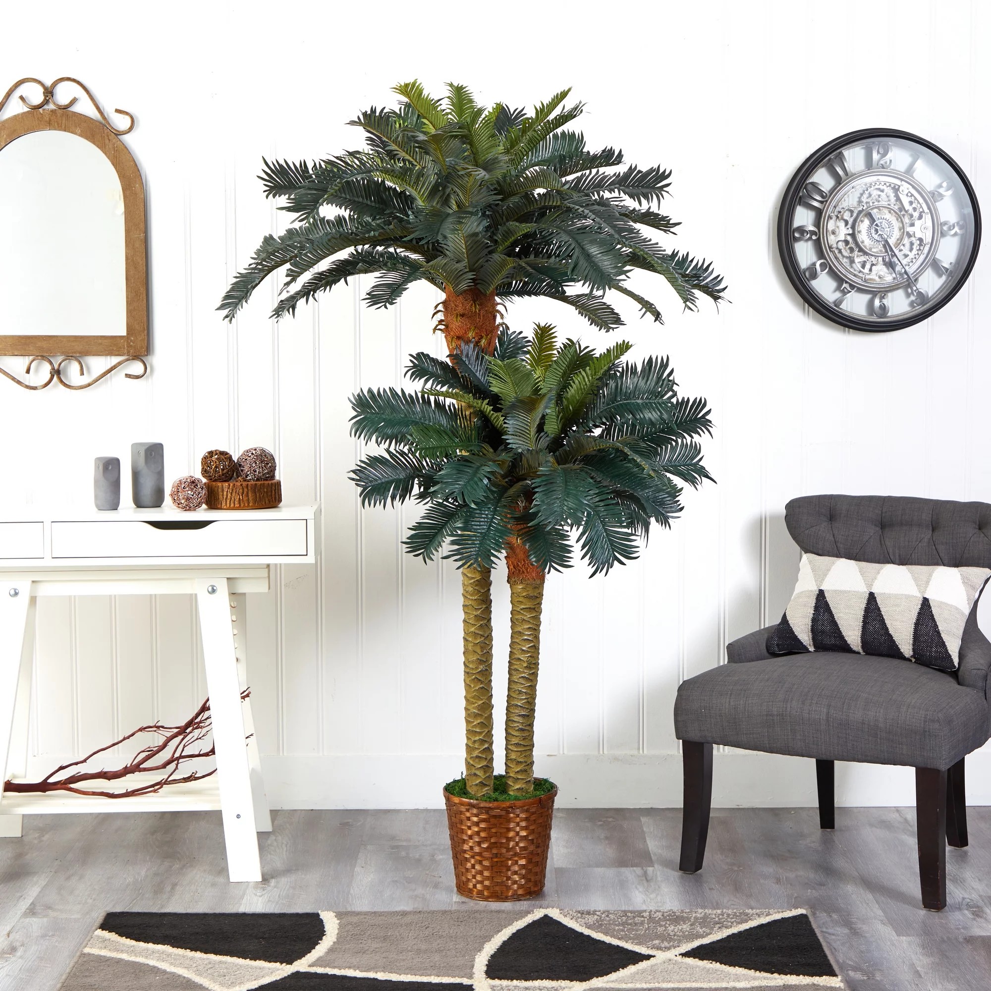 Nearly Natural 6ft. & 4ft. Double Sago Palm Potted Artificial Tree