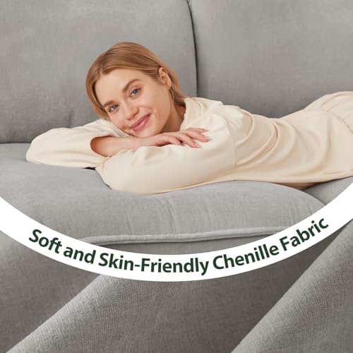 Cloud Couch Sectional for Living Room L Shaped Couch Modular Sectional Sofa Chenille Fabric for Apartment Ivory Beige
