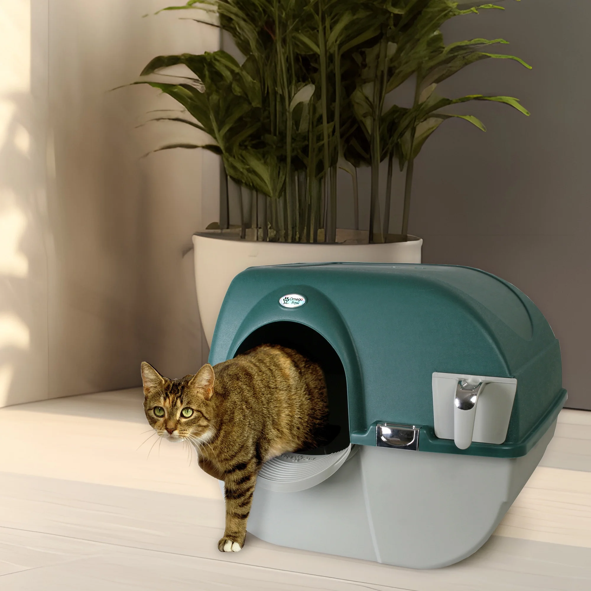 Omega Paw Premium Roll 'N Clean Self Cleaning Litter Box, Large, Green - Curated Treasures Market