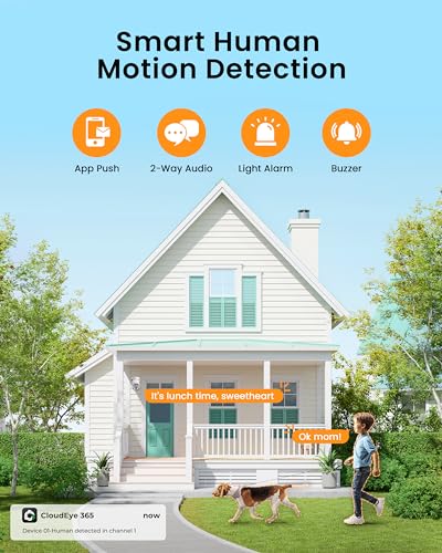 Camcamp Wireless Security Camera System, Solar Powered PTZ 4MP 6 Cam-kit Camera Security System, 500GB HDD NVR,Easy Installation, Color Night Vision