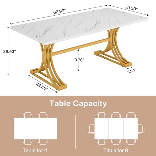 Tribesigns 63-Inch Rectangular Dining Table for 4 to 6, Kitchen Tables for Dining Room