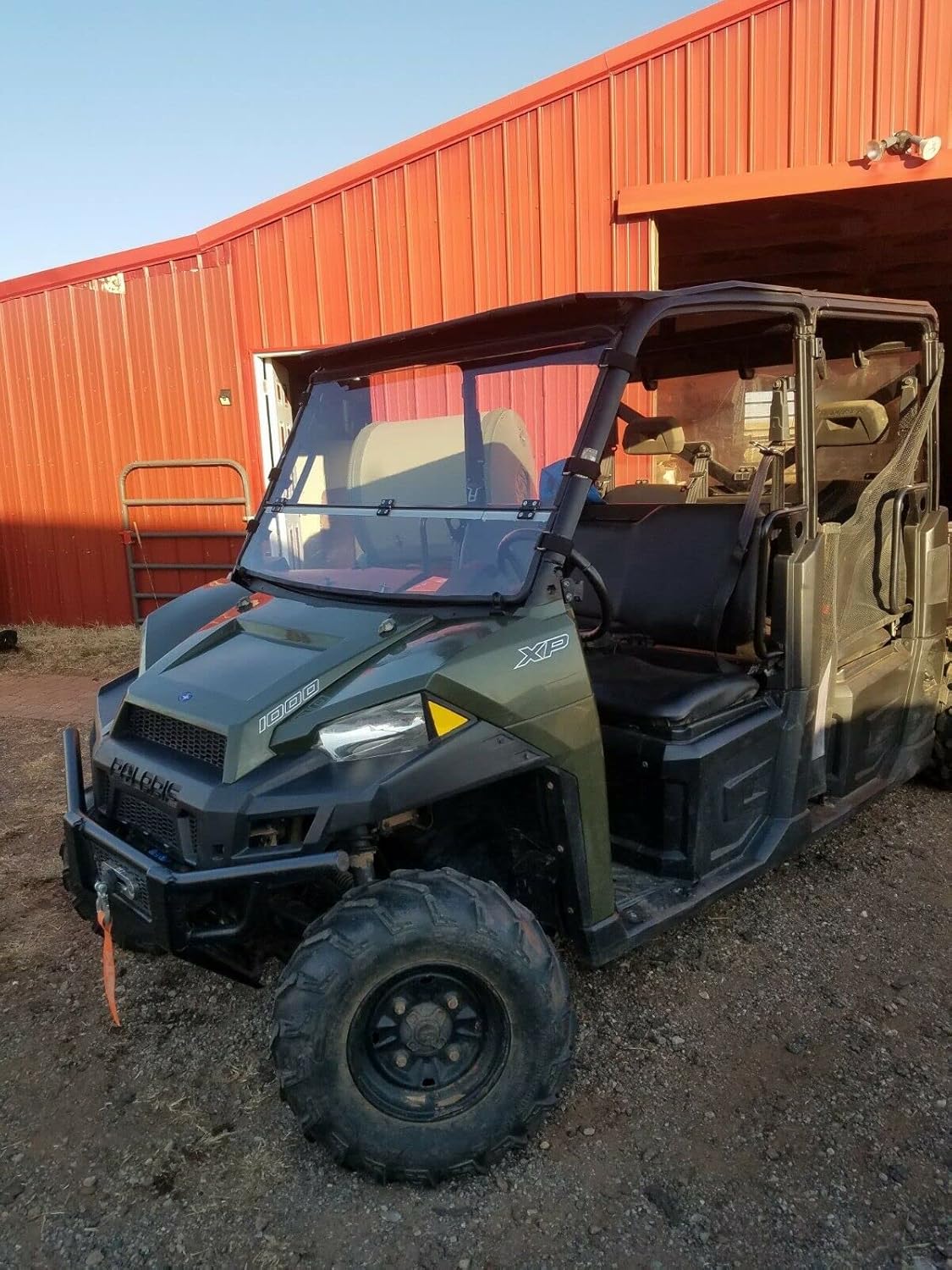 HECASA Flip Windshield Compatible with 2015+ Polaris Ranger 1000/ XP 1000 Front 2-in-1 Fold Down Clear Windscreen (See Fitment) Non Scratch Resistant