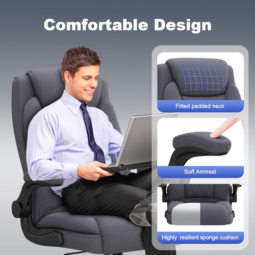 ralex-chair Big and Tall Fabric Office Chair -500 lb Heavy Duty Office Chair for Big Man, High Back Executive Office Desk Chair with 120&deg