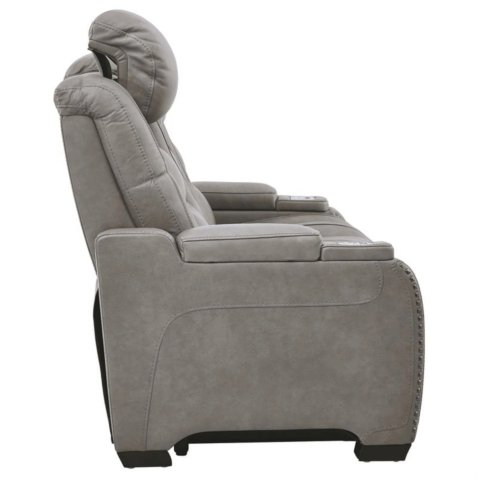 Bowery Hill Contemporary Leather Power Reclining Sofa in Gray