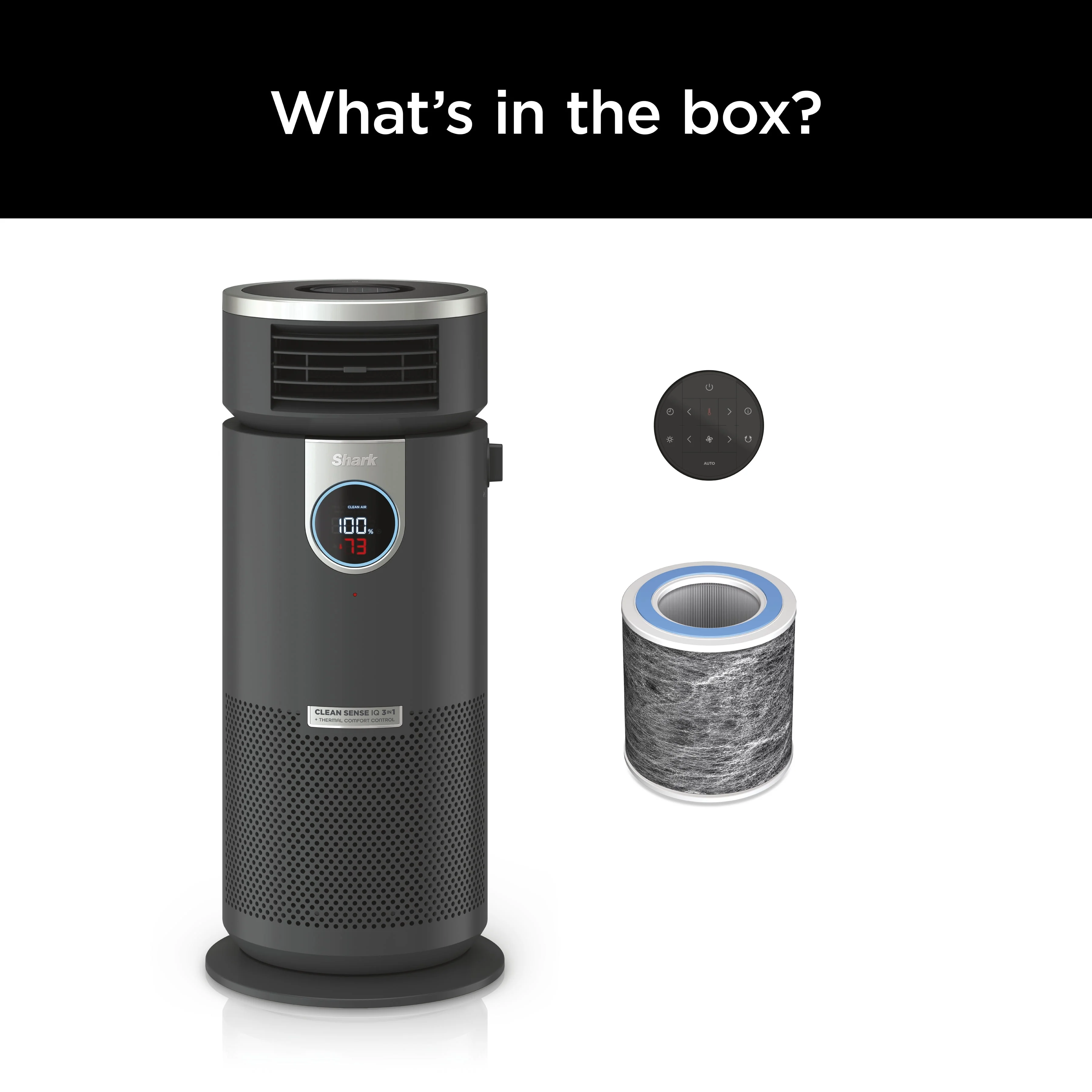 Shark Air Purifier with Nanoseal HEPA, Cleansense IQ, Odor Lock, Cleans up to 500 Sq. Ft, Charcoal Grey, HP100