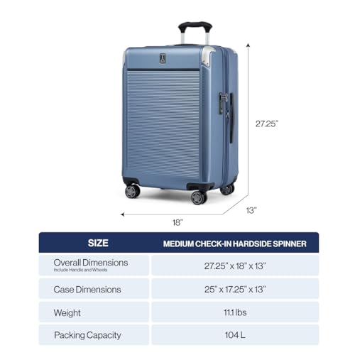 Travelpro Platinum Elite Hardside Expandable Carry on Luggage, 8 Wheel Spinner, TSA Lock, Hard Shell Polycarbonate Suitcase, Metallic Sand